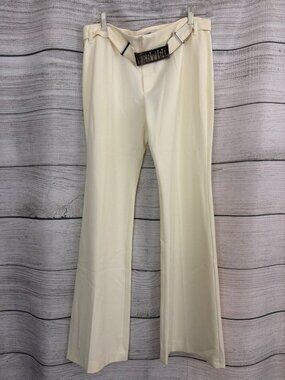 Vertigo Paris Cream Wide-Leg Pants W/ Logo Belt Size 10
